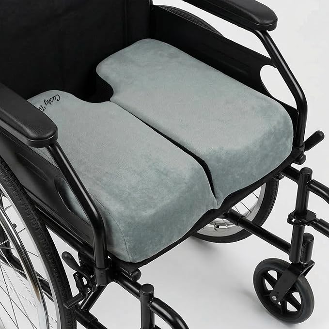 Cushy Tushy Premium Foldable Wheelchair Cushion - for Relief of Lower Back, Sciatic, Butt and Tailbone Pain - for Home & Office Use, Perfect for Travel or Driving - Gray Coccyx Seat Cushion