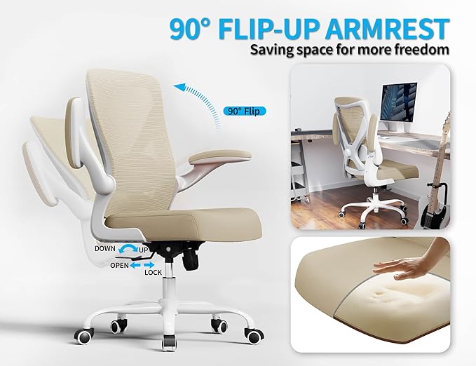 Ergalithic Ergonomic Office Chair - X-Shaped Computer Desk Chair Comfy, Gaming Chair, Office Chair with Lumbar Support, Mesh Office Chairs, Desk Chair for Long Hours(White Beige)