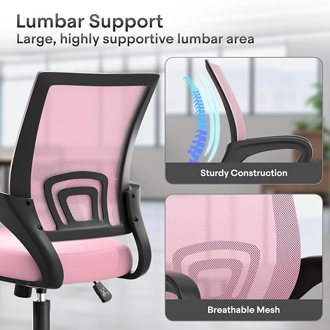 Athena Collection Office Chair - 330Lbs, Breathable Mesh Desk Chair Thickness Cushion with Lumbar Support & Armrest, Rolling Swivel Adjustable Tilt Lock for Home Office/Gaming, Bedroom Study