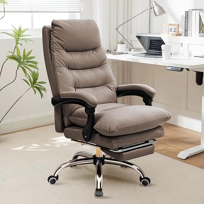 Office Chair with Foot Rest Adjustable Height Soft Padded Desk Chair High Back Computer Chair for Home, Office