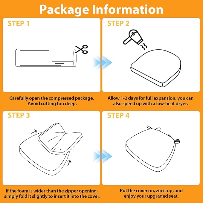 Ruqmuis Chair Cushions for Dining Chairs, 2" Thick Seat Cushions for Kitchen Chairs, D-Shaped Chair Pads with Washable Cover, Ties and Non Slip Backing, 17'' x 16'', Set of 6, Red