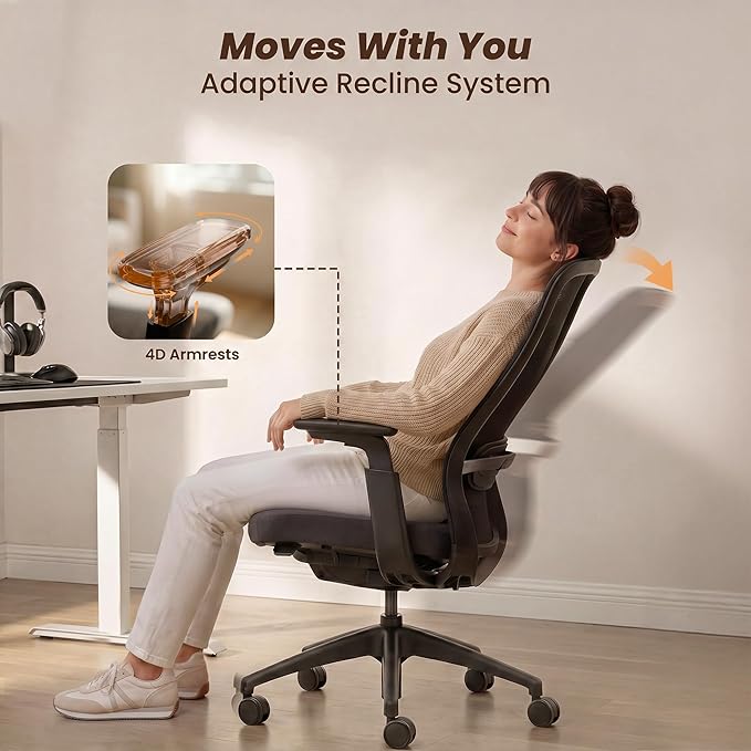 COLAMY Office Chair for Long Hours, Easy Wire-Control Desk Chair with Sliding Seat Depth & Thick Padded Lumbar Support, Heavy Duty 300 LBS High Back Mesh Computer Chair for Home Workstation,Black