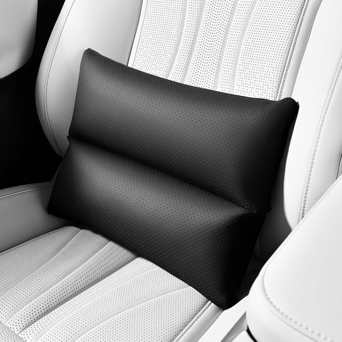 Lumbar Pillow for car, Back Cushion for Driving, Back Support, Lumbar Support, Improve Driving Comfort, Faux Leather, Sturdy and Durable, Non-deformable, Long Lasting Use 1P