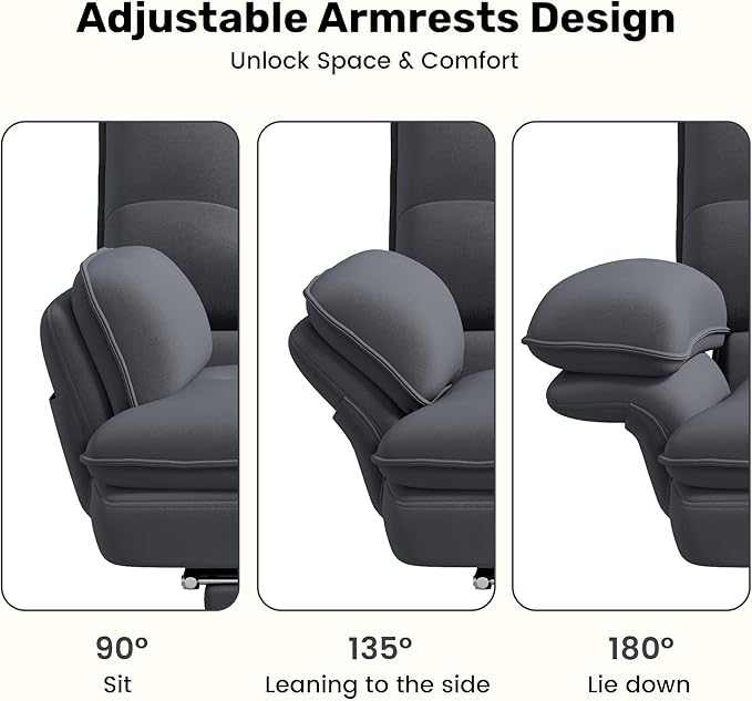 Criss Cross Office Chair with Flip-Up Armrests and Headrest, 135° Reclining Swivel Velvet Criss Cross Chair with Wheels & Foot Rest, Big and Tall Cloud Cross Legged Office Chair for Home, Gray