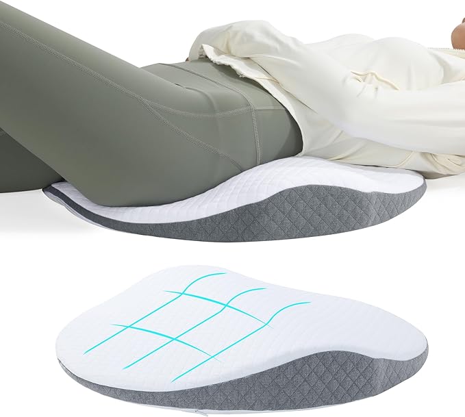 ROYALAY Lumbar Support Pillow for Bed, Memory Foam Waist Pillow for Sleeping, Ergonomic Wedge Pillow for Back Support, Elevated Body Pillow with Removable Cover for Side, Back and Stomach Sleepers