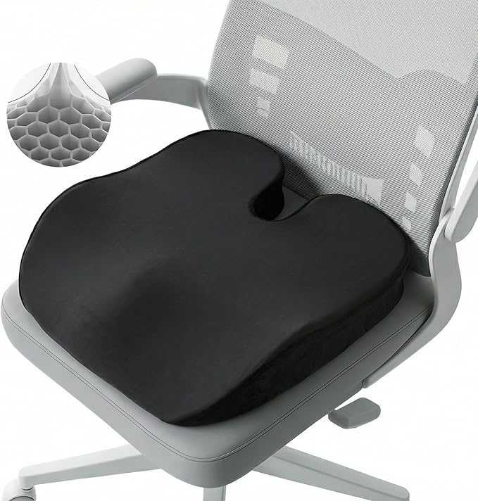 Seat Cushion for Office Chair - Cooling Honeycomb & Memory Foam 17.3" x 2.75" Tailbone Pain Relief Cushion, Ergonomic Desk Chair & Car Seat Cushion for Sciatica, Body Positioner