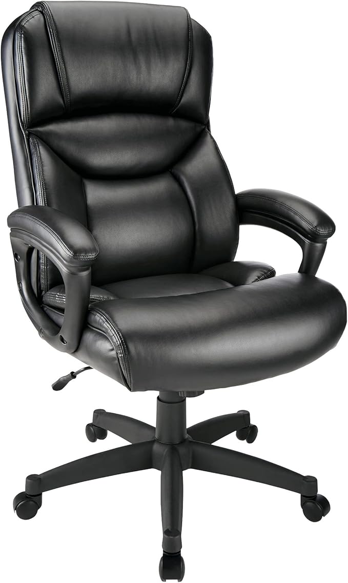 Realspace® Fennington Bonded Leather High-Back Chair, Black