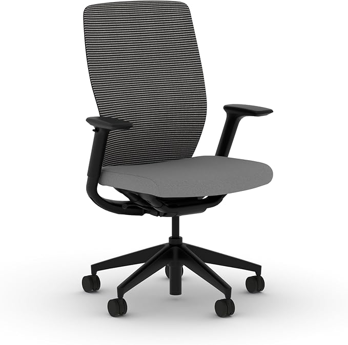 HON Flexion Mesh Office Chair, Height Adjustable Arms, Conference Room Chairs with Lumbar Support, Black Mesh, Black Frame, Frost