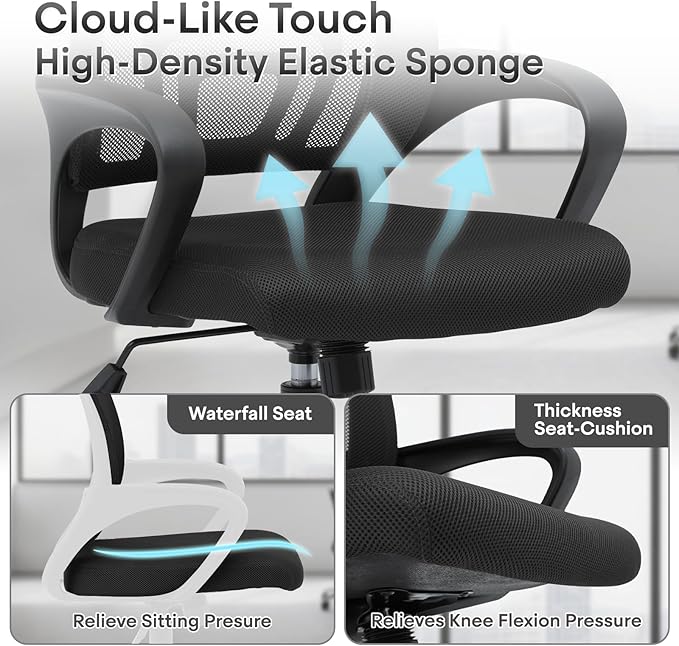 Ergonomic Office Chair 10P- Heavy Duty 330Lbs, Breathable Mesh Computer Desk Chair with Lumbar Support & Armrest, Rolling Swivel Adjustable Tilt Lock for Home Office/Gaming, Bedroom Study