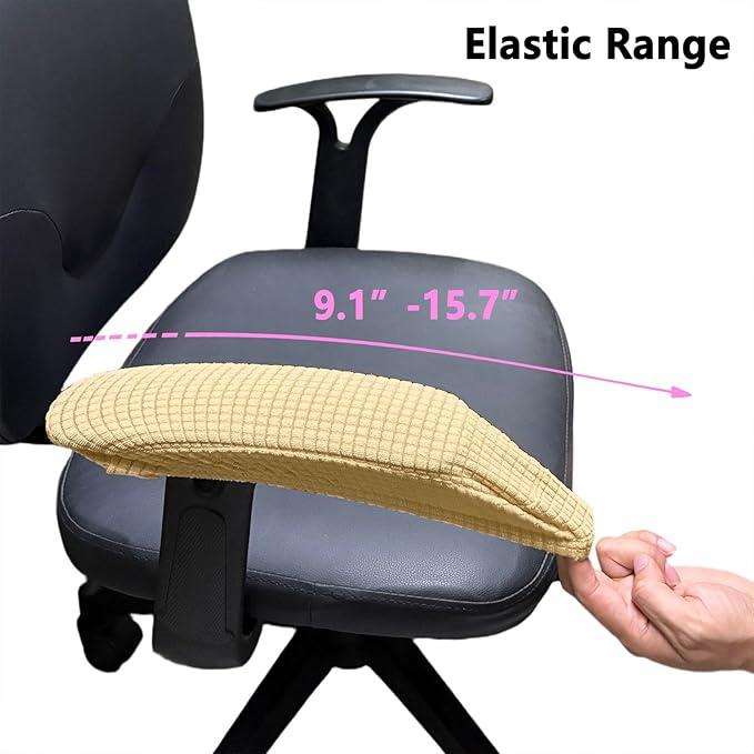 Melaluxe Stretch Office Chair Armrest Covers, Arm Rest Slipcovers (Beige)