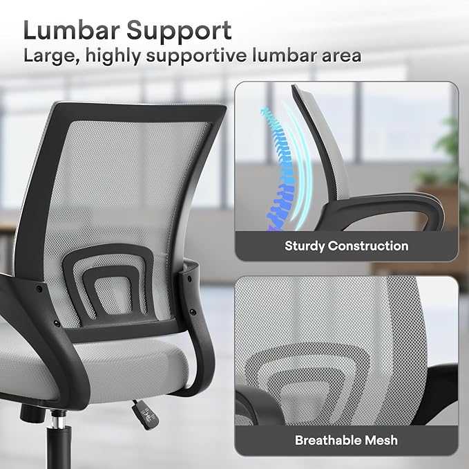 Athena Collection Office Chair - 330Lbs, Breathable Mesh Desk Chair Thickness Cushion with Lumbar Support & Armrest, Rolling Swivel Adjustable Tilt Lock for Home Office/Gaming, Bedroom Study