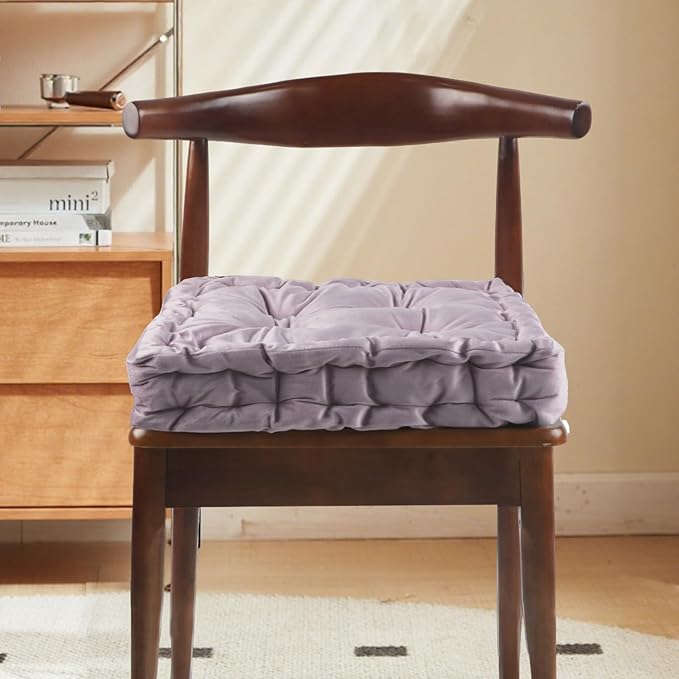 vctops Chair Cushion for Dining Chair, Soft Velvet Square Seat Cushion with Ties Cozy Indoor Chair Pad Cushion for Office Kitchen Dining Room (Purple,16"x16")