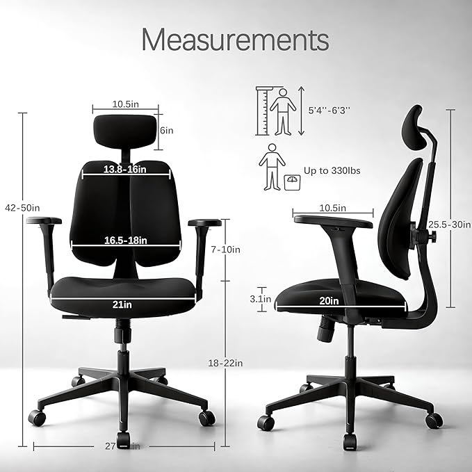 Ergonomic Office Chair with Dynamic Split-Back, 3.15" Thickened High-Density Molded Foam Seat, 4D Adjustable Armrests, High Back Computer Desk Chair, Flex S3
