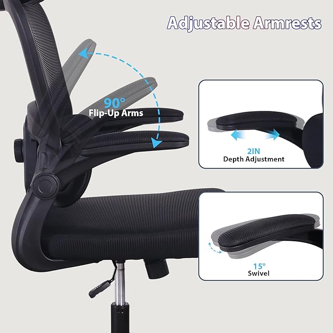 Office Chair Ergonomic Desk Chair,Office Desk Chair with High Back Mesh and Adjustable Lumbar Support Rolling Work Swivel Task Chairs with Wheel 3D Armrests and Headrest