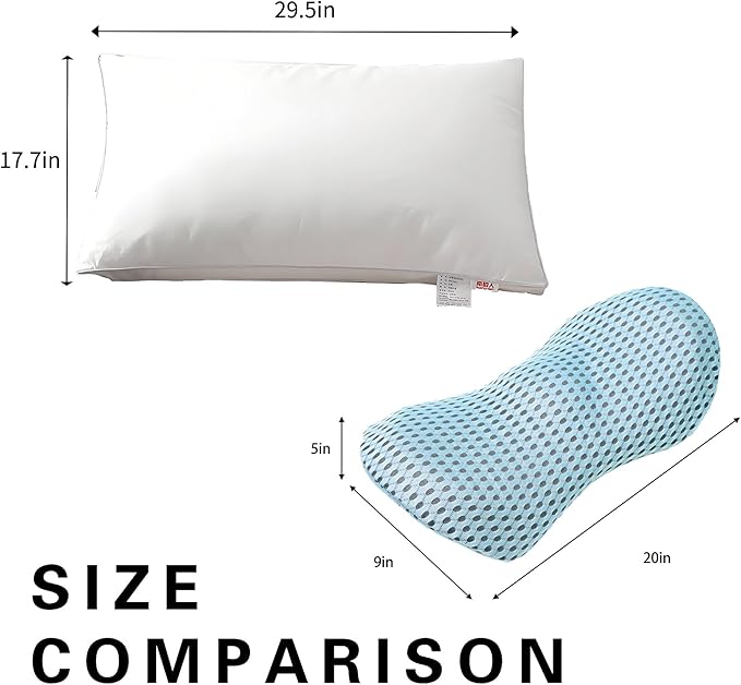 Ergonomic Memory Foam Lumbar Pillow–Back Support Cushion for Sleeping,Office Chairs,Beds,and Cars–Removable & Breathable Cover (Blue)
