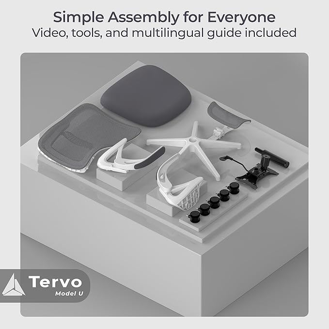 Tervo Model U | Folding Office Chair for Small Spaces | Ergonomic Design with High Rebound Mesh | Computer Desk Chair for Gaming | For Adults & Kids | Foldable & Compact with Flip Up Arms