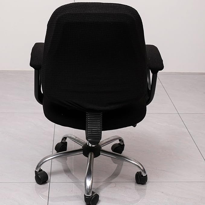 Melaluxe Office Chair Cover with Armrest Covers， Universal Stretch Desk Chair Cover, Computer Chair Slipcovers - Black