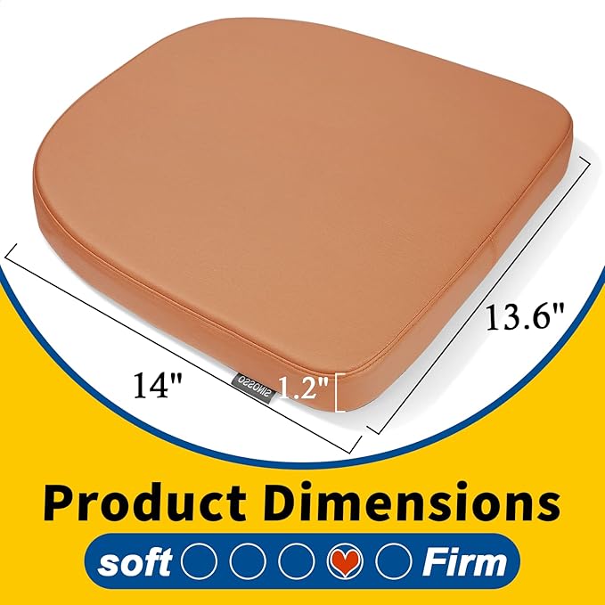 SINOSSO Modern Faux Leather 14" Metal Chair Cushions Set of 4, Leathaire Magnetic Chair Pads for Dining Kitchen Cafe Bistro Stackable Chairs (U-Shape, Orange, 4)