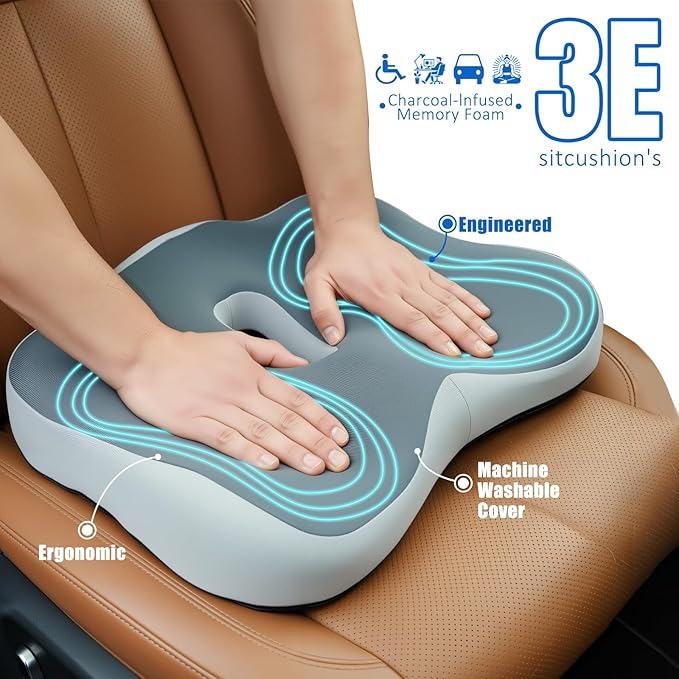SFSFSCDF Memory Foam Comfort Seat Cushion，Lumbar Support Pillow for Sciatica & Tailbone，Office Chair Cushion，Suitable for Office，Chairs,Automobiles, Wheelchairs, Home and Office Use (Seat Cushion)