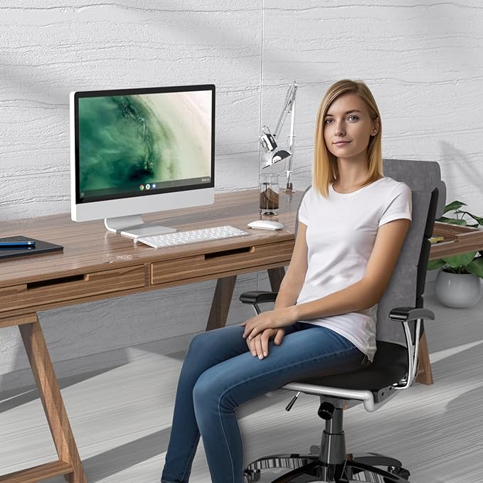 High Back Pillow with Neck Support for Office Chair,Lumbar Support Pillow for Tall Back Chair,Computer/Desk Chair,Patented 2+2 Semi-circular Soft Back Cushion for Back Pain Relief for Resting,Working