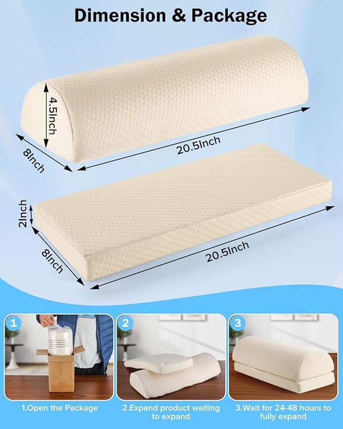 Lumbar Support Pillow for Bed for Back Pain Relief, Adjustable Lower Back Pillow for Sleeping, Memory Foam Back Support Pillow for Side & Back Sleepers, Washable Cover