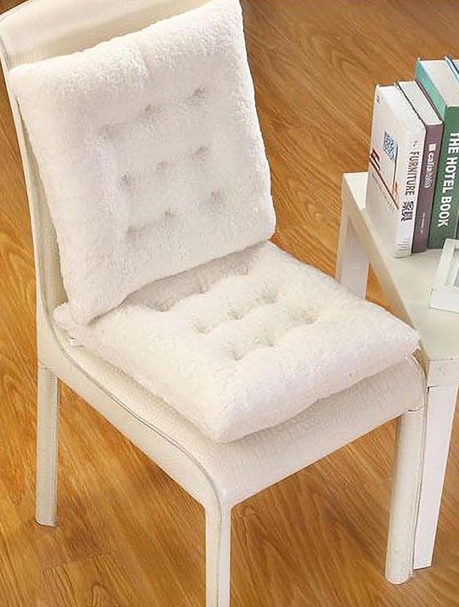 Comfortable Square and Round Artificial Lambswool Chair Pads,Soft Fluffy Chair Seat Cushion Plush Cushions Seat Pad for Home Office Meditation (17 inch(45cm), Square-Pink)