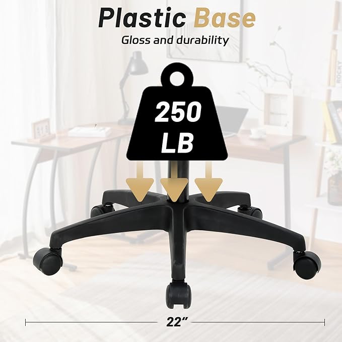 Office Chair,Work Chairs for Home Office,Ergonomic Desk Chair with Lumbar Support,Mesh Office Chair with Arm and Wide Comfortable Seat,Adjustable Rolling Office Chair,White