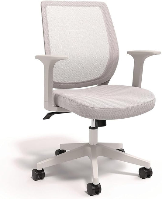 Alera Wessex Ergonomic Mesh Back Office Task Chair, Swivel Computer Desk Chair, Adjustable Seat Height, Supports Up to 275 lbs, White