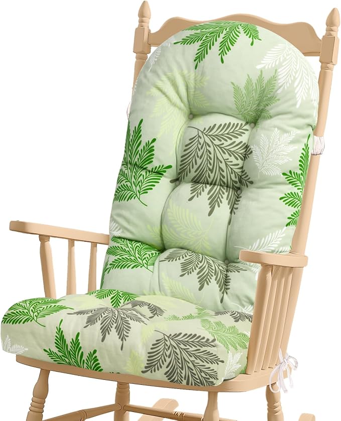 Rocking Chair Cushion, Personalized Design Printed Patterns/Fabrics, High-Density Sponge, Durable Comfort Non-Slip Bottom Tufted Seat Pads with Ties, 44x19x4 inch