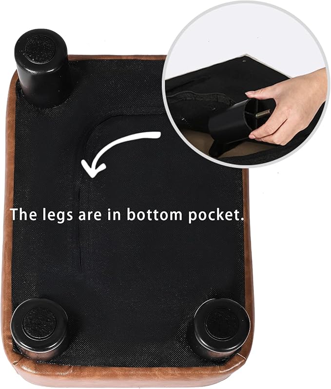Joveco Small Footstool Ottoman PU Leather Footrest Modern Rectangular Foot Stool with Non-Skid Legs Pets Step Stool for Couch Dog Living Room Bedroom (Light Brown)