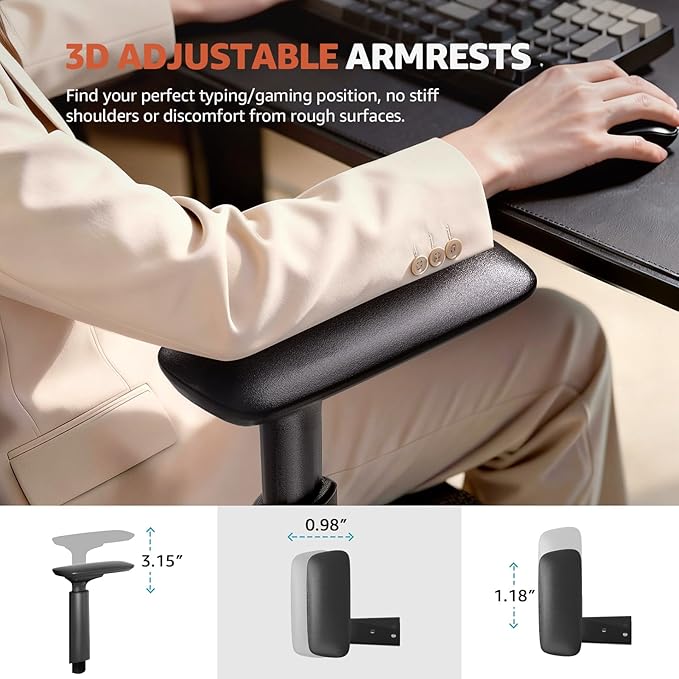 ErgoSift M1 Office Chair Ergonomic Desk Chair, Home Mesh Office Desk Chairs with Adjustable Lumbar Support, Comfortable Computer Gaming Chair, Office Chair for Long Hours (Black)
