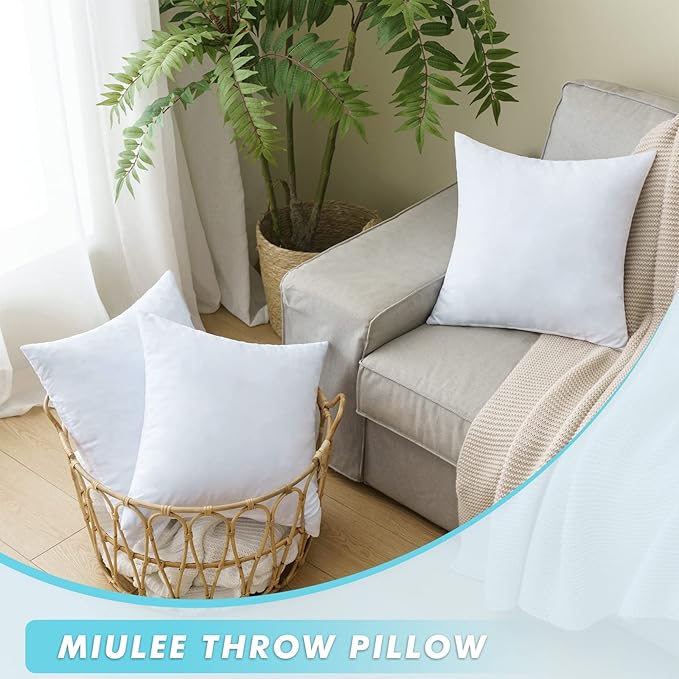 MIULEE Pack of 2 24x24 Pillow Inserts-Decorative Shredded Memory Foam Cooling Throw Pillows-Adjustable Premium Lumbar Wedding Pillow Stuffer Form for Couch Bed Cushion