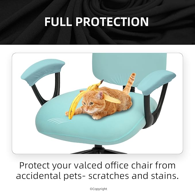 Stretchable Split Office Chair Seat Covers with Armrest Covers - Universal Stretch Computer Chair Slipcover - 180GSM Washable Rotating Backrest Coverings & Cushion Protectors for Dogs, Cats, Pets