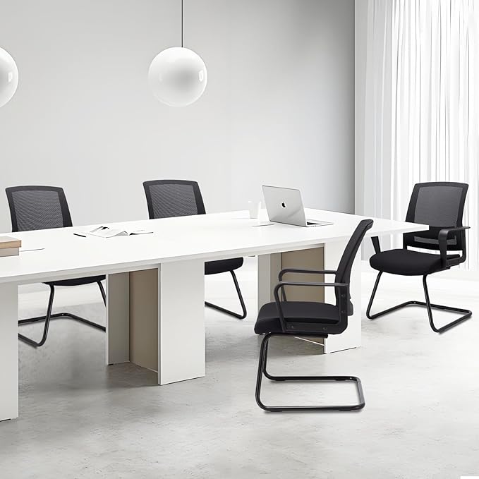 CLATINA Office Guest Chair with Lumbar Support and Mid Back Mesh Space Air Grid Series for Reception Conference Room 8 Pack