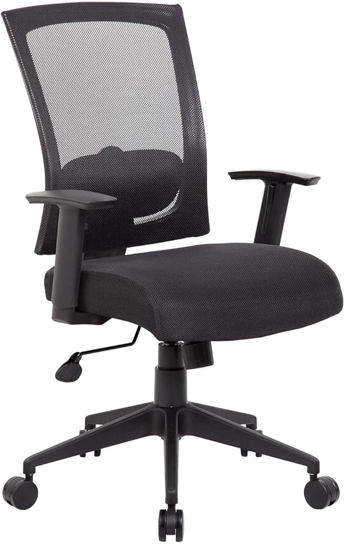 Ergonomic Black Mesh Back Task Chair Breathable Supportive Design Swivel Adjustable Height Rolling Casters Lumbar Comfort Contoured Seat Stylish Modern Office Furniture Durable Structure