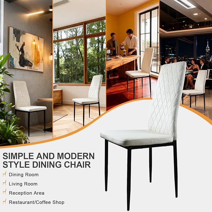 Lightdot Dining Chairs Set of 2, Moden Kitchen Table Chairs with Mental Legs and Padded Seat for Dining Room/Kitchen/Living Room/Restaurant, Beige