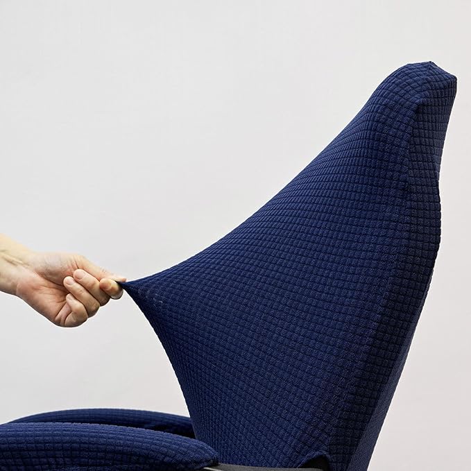 Melaluxe Office Chair Cover with Armrest Covers， Universal Stretch Desk Chair Cover, Computer Chair Slipcovers - Navy