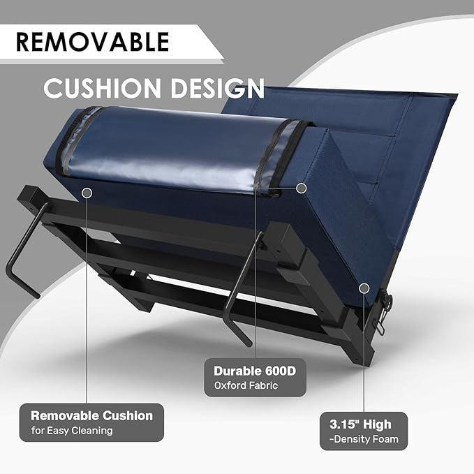 Stadium Seats with Back Support, Portable Bleacher Seat with Extra Thick Cushion, Folding Stadium Chair with Shoulder Strap, Removable Cushion and Storage Pocket for Sports Events