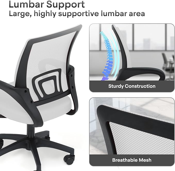 Ergonomic Office Chair 2P - 330Lbs, Breathable Mesh Computer Desk Chair with Lumbar Support & Armrest, Rolling Swivel Adjustable Tilt Lock for Home Office/Gaming, Bedroom Study