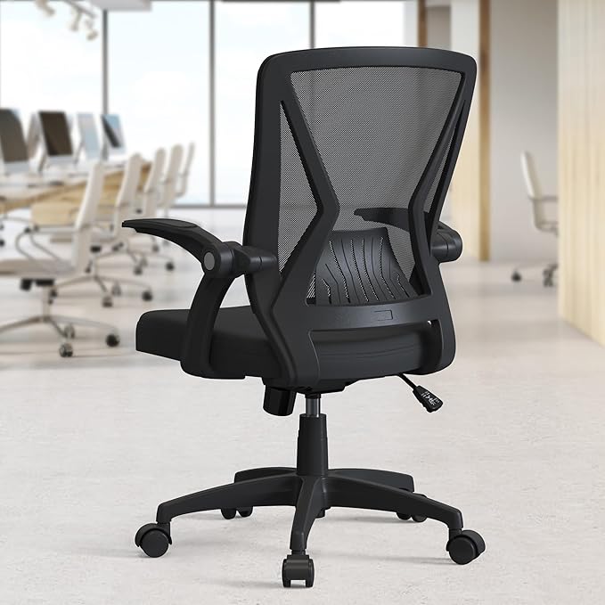 Mesh Ergonomic Office Computer Desk Chair Height Adjustable with Flip Up Armrest and Lumbar Support for Home
