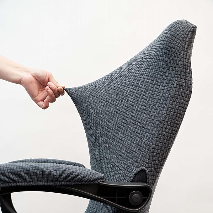 Melaluxe Office Chair Cover with Armrest Covers， Universal Stretch Desk Chair Cover, Computer Chair Slipcovers (Size: L) - Dark Gray