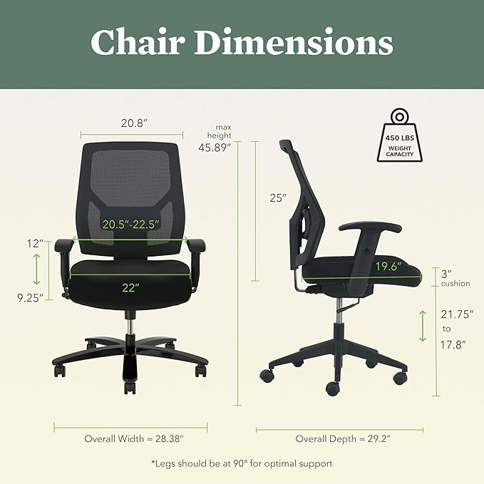HON Crio Big and Tall Ergonomic Mesh Office Chair, Extra‑Wide High‑Back Desk Chair with Adjustable Arms, Lumbar Support, Heavy‑Duty Tilt Recline, Swivel Wheels, Black Frame, Black