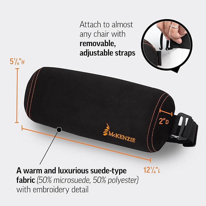 OPTP The Original McKenzie Signature SuperRoll Lumbar Support - Premium Material Low Back Lumbar Support for Office Chair and Car Seats – Firm Support Lumbar Roll