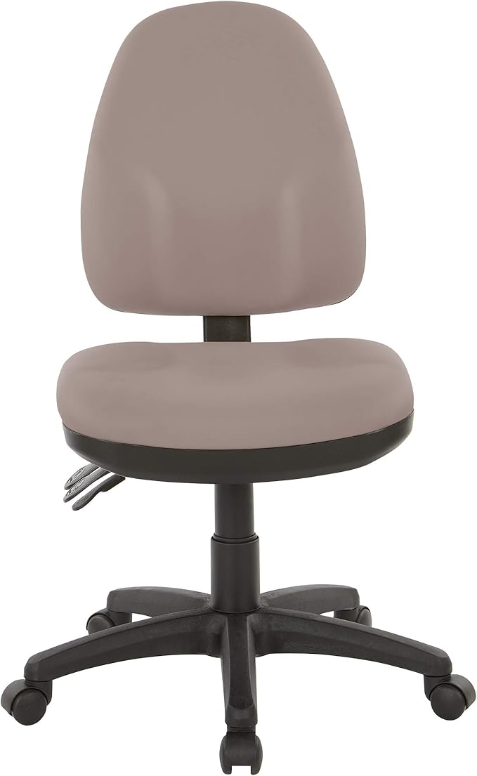 Office Star Ergonomic Dual Function Office Task Chair with Adjustable Padded Back and Built-in Lumbar Support, Armless, Dillon Stratus Fabric