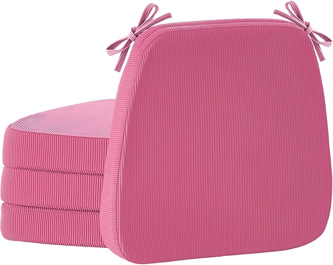 2'' Thick High-Density Foam Indoor Chair Cushions | Dining Chair Pads with Ties, Removable Washable Cover, Kitchen Chair Cushions 17"x16",Rose Red 4 Pack