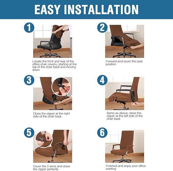 H.VERSAILTEX Home Office Chair Covers,Stretchable High Back Universal Executive Boss Gaming Chair Covers - Non Slip Thick Jacquard, Caramel - Large