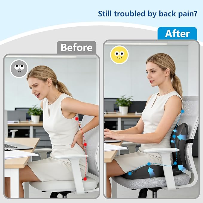 2026 Upgraded Orthopedic Memory Foam Seat Cushion with Adjustable Strap, Coccyx & Sciatica Pain Relief, Washable Non-Slip, Ergonomic Support for Office Chair, Car & Wheelchair (Dark Grey)