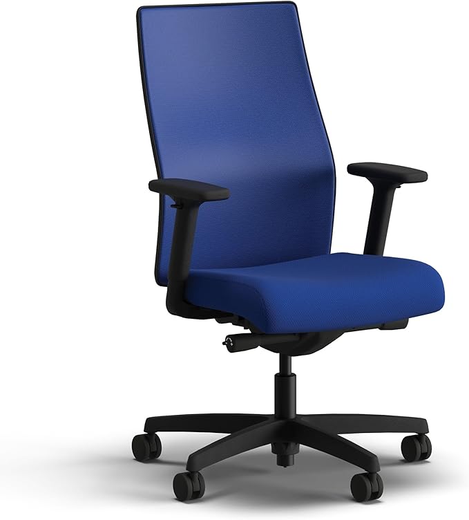 HON Ignition 2.0 Mid Back Task Chair, Spectrum Mesh, Advanced Synchro-Tilt Control, Office Chair with Lumbar Support, Height and Width Adjustable Arms, Black Frame, Cobalt
