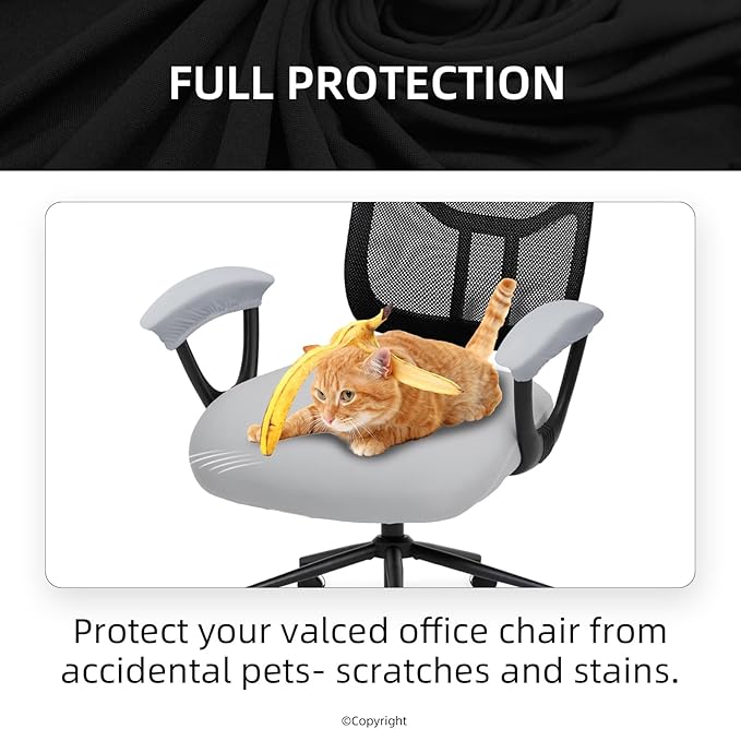 DIVA EN CAMINO DEC Office Chair Seat Cushion Covers with Armrest Covers - Universal Spandex Computer Chair Slipcover - Removable Washable Cushion Protectors Anti-Scratch for Dogs, Cats, Pets