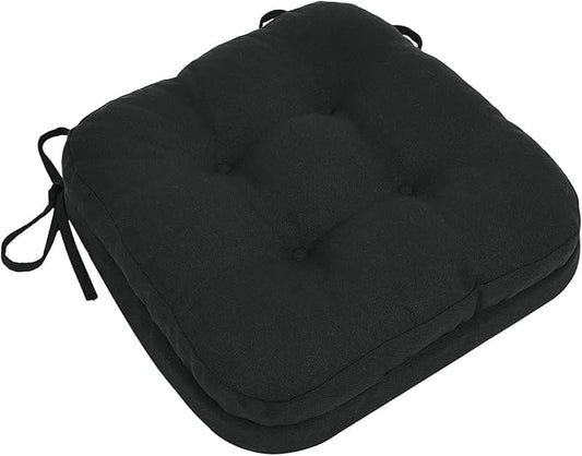 baibu Dining Chair Cushions, Dual-Layer Patent Design Memory Foam Kitchen Chair Cushions, Non-Slip Seat Pads with Ties, 16.5 x 16.5 x 3.5in, 1 Pack, Black
